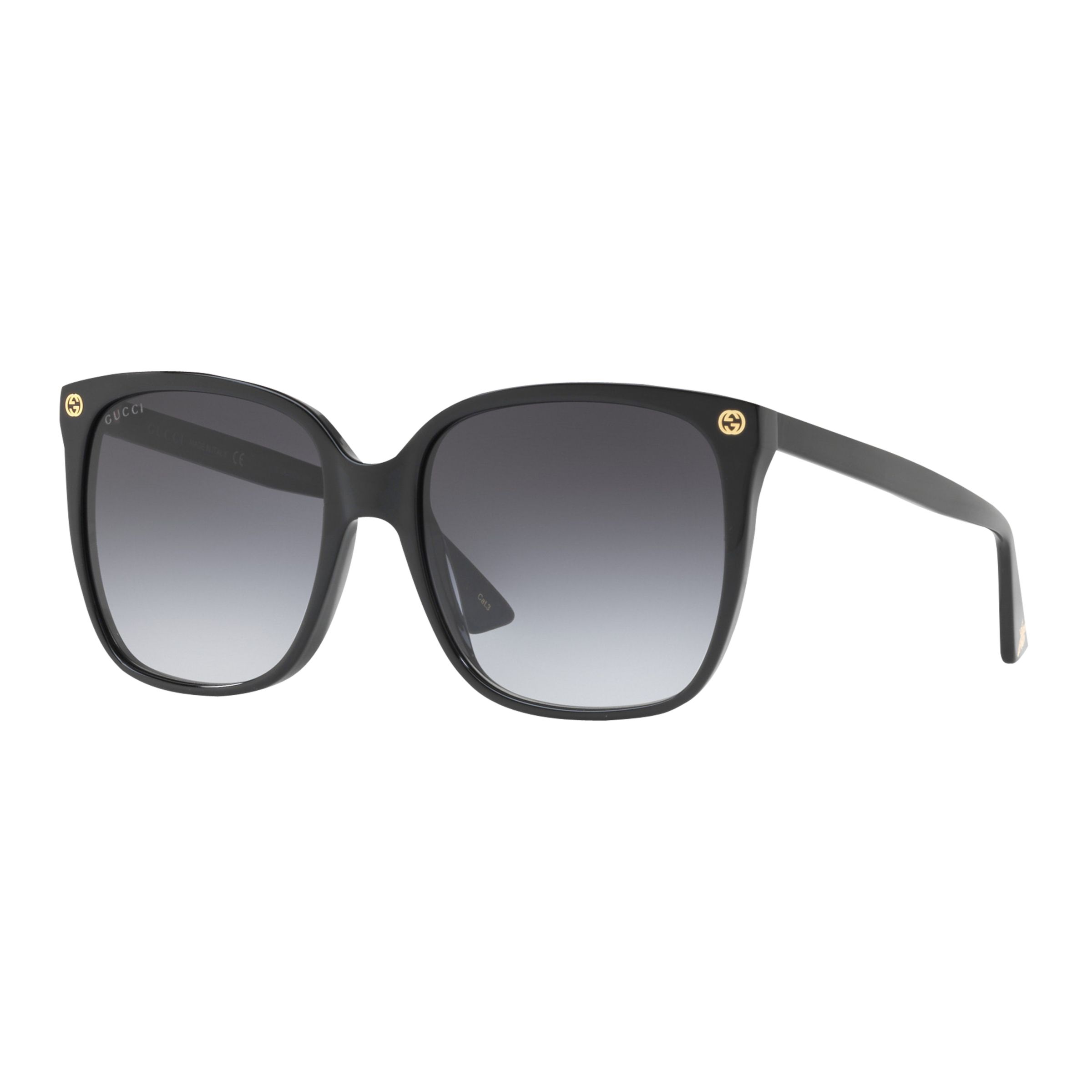 Gucci GG0022S Square Sunglasses, Matte Black/Grey Gradient at John Lewis u0026  Partners