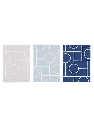 House by John Lewis Printed Track Tea Towels, Pack of 3, Blue/Multi