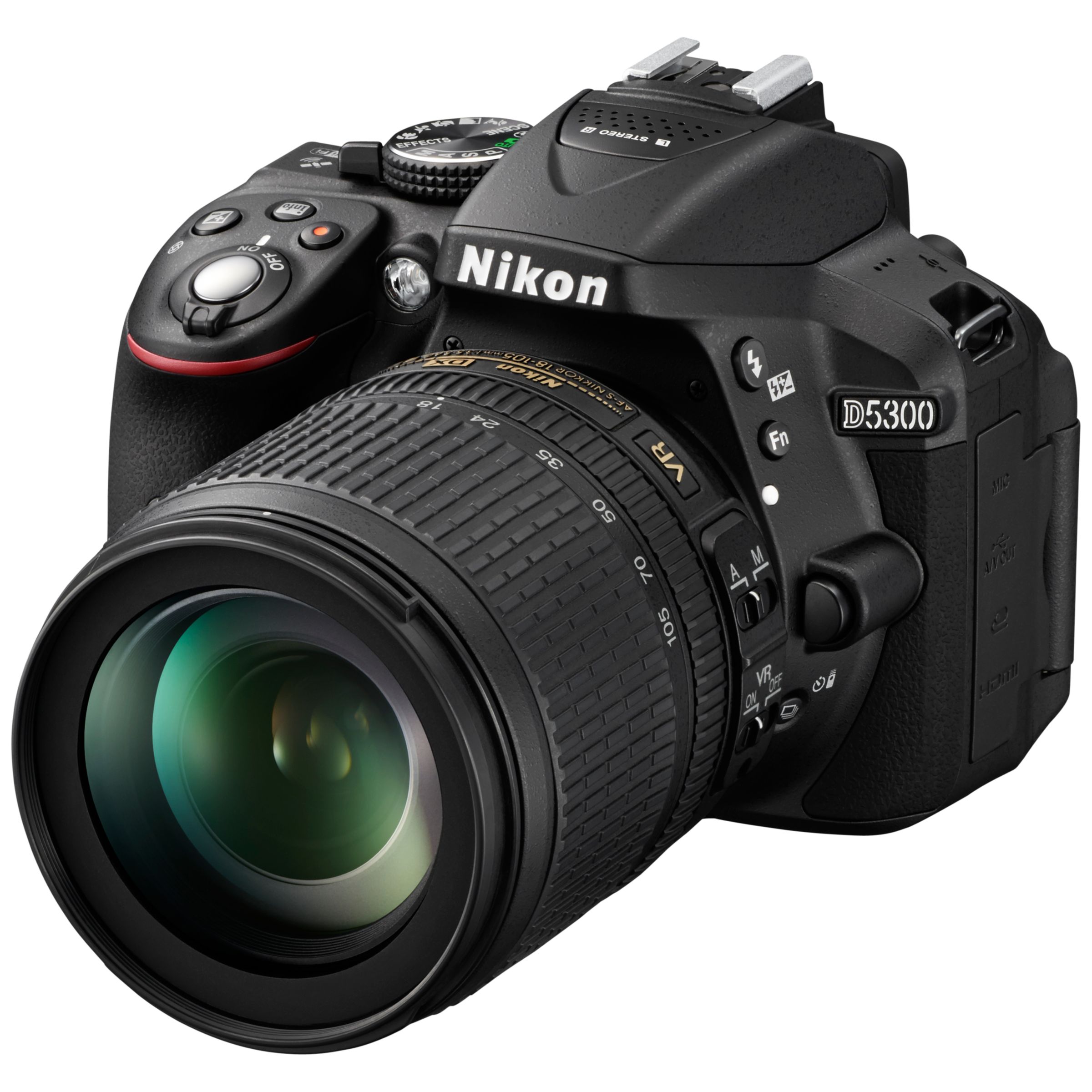 Nikon D5300 Digital SLR Camera with 18-105mm VR Zoom Lens, HD 1080p, 24.2MP, Wi-Fi, 3.2" Screen