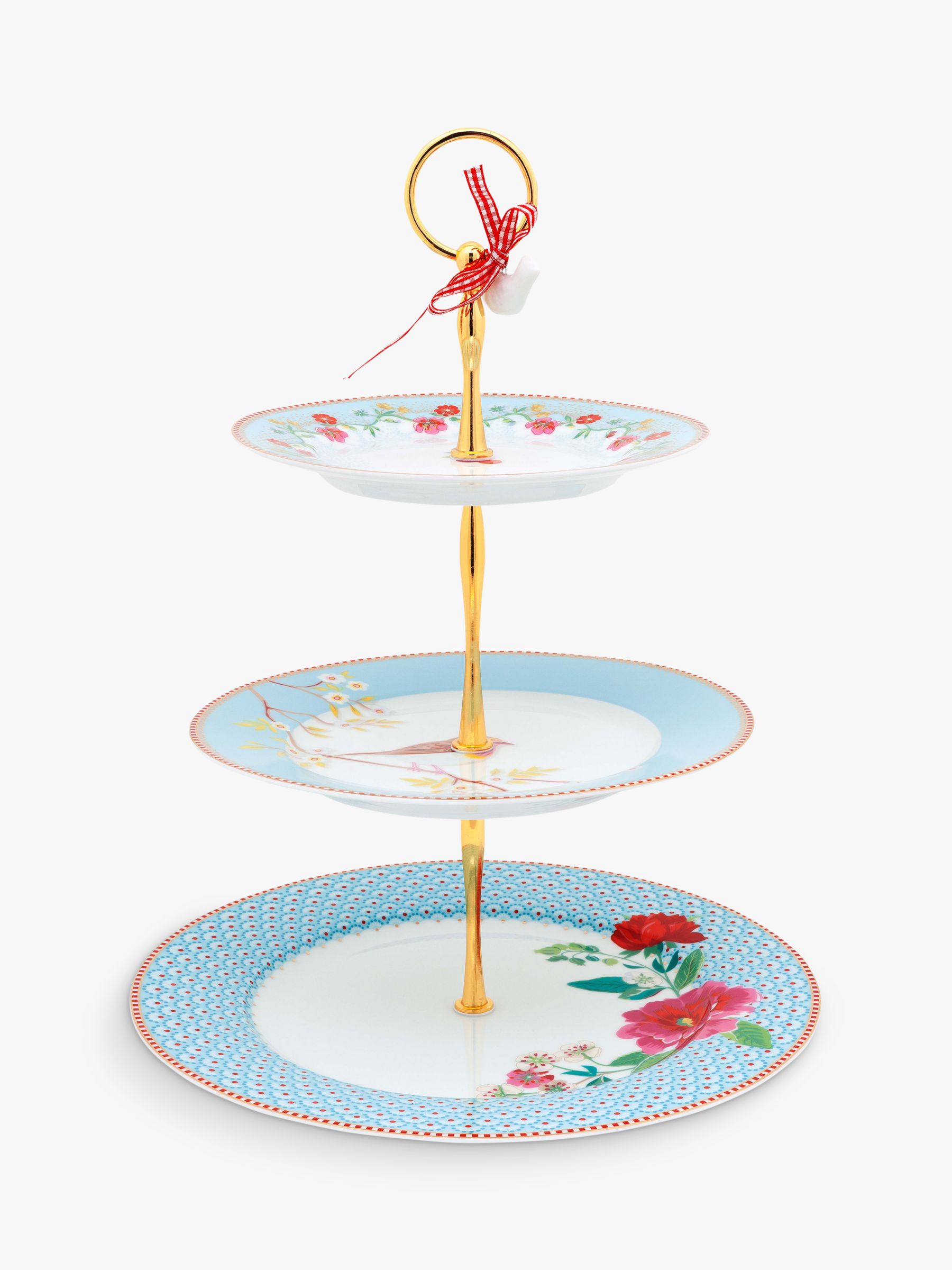 PiP Studio Floral 2.0 3 Tier Cake Stand, Blue