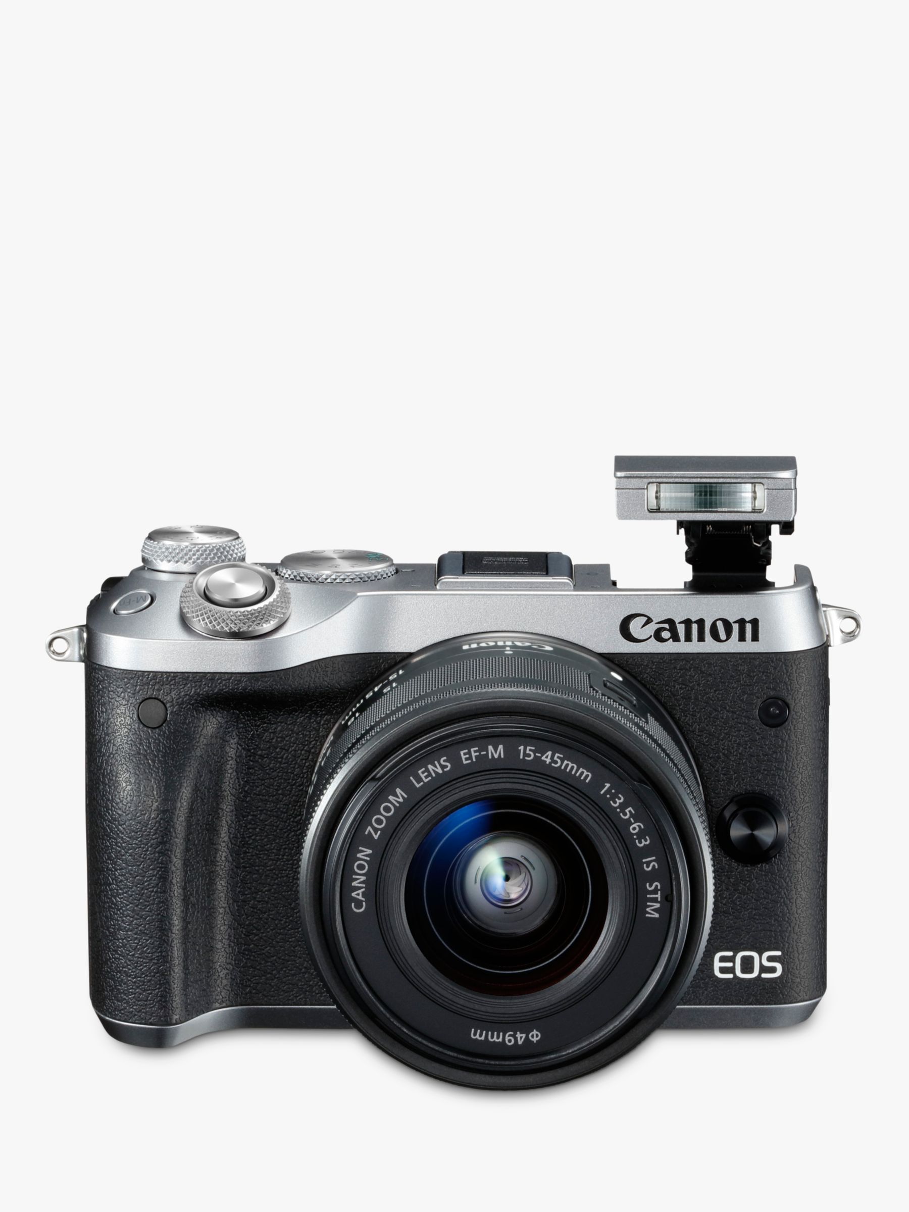 Canon EOS M6 Compact System Camera with EF-M 15-45mm IS STM Lens, HD 1080p, 24.2MP, Wi-Fi, Bluetooth, NFC, 3.0" LCD Tiltable Touch Screen, Silver