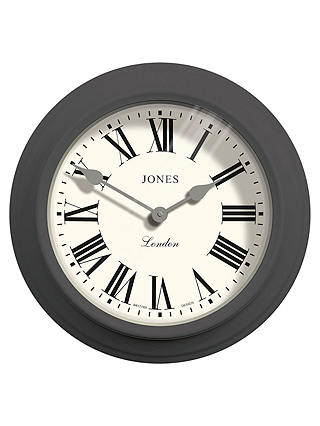 Jones Clocks The Film Roman Numerals Analogue Wall Clock, 30cm, Blizzard Grey