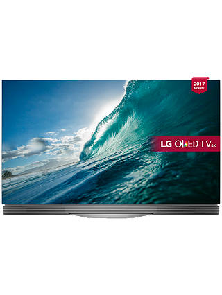 LG OLED55E7N OLED HDR 4K Ultra HD Smart TV, 55" with Freeview Play, Picture-On-Glass Design & Dolby Atmos Soundbar Stand, Silver