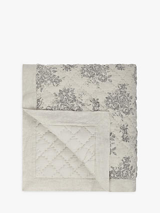 John Lewis Rose Floral Quilted Linen Bedspread