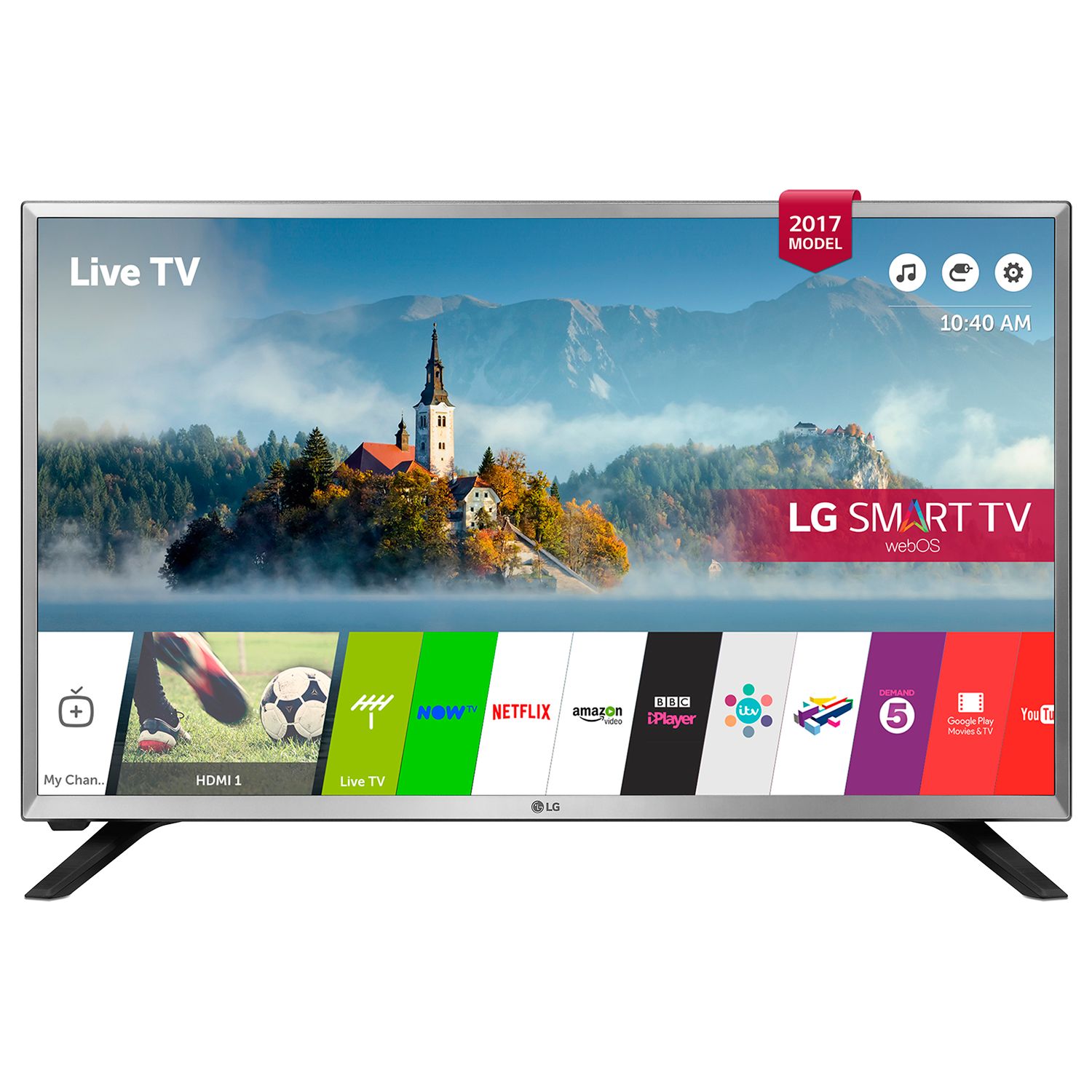 LG 32LJ590U LED HD Ready 720p Smart TV, 32" with Freesat HD & Freeview Play, Silver