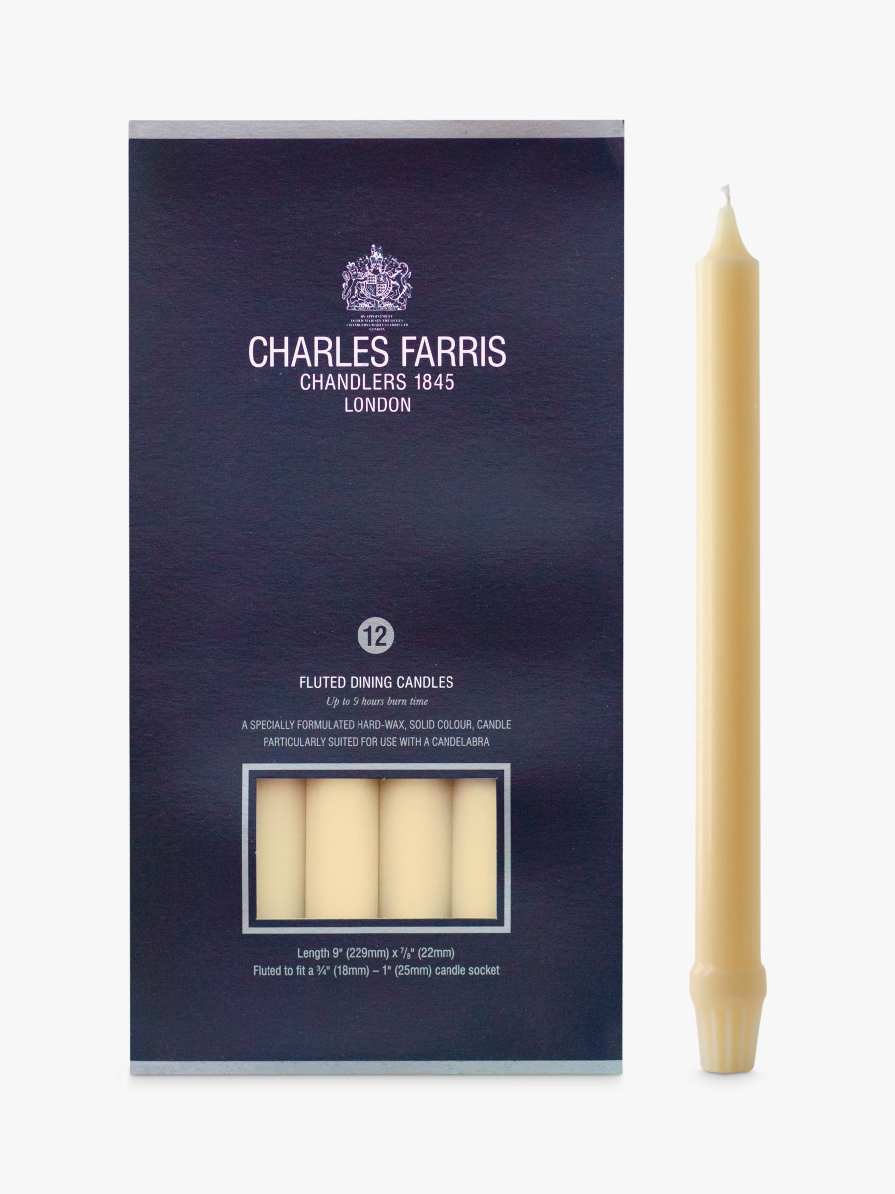 Charles Farris Royal Candelabra Dinner Candles, Pack of 12, Ivory