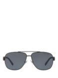 Polo Ralph Lauren PH3110 Men's Polarised Aviator Sunglasses, Black/Grey