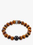 THOMAS SABO Men's Rebel At Heart Beaded Tiger Eye Bracelet, Deep Orange/Black