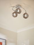 John Lewis ANYDAY Ribbon Semi Flush, 2 Arm Smoked Glass Ceiling Light, Chrome/Grey