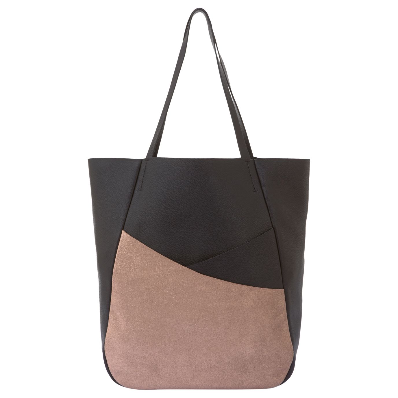 Mint Velvet Leather Asymmetric Shopper Bag, Black