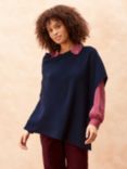 Brora Cashmere Gauzy Knit Poncho, French Navy