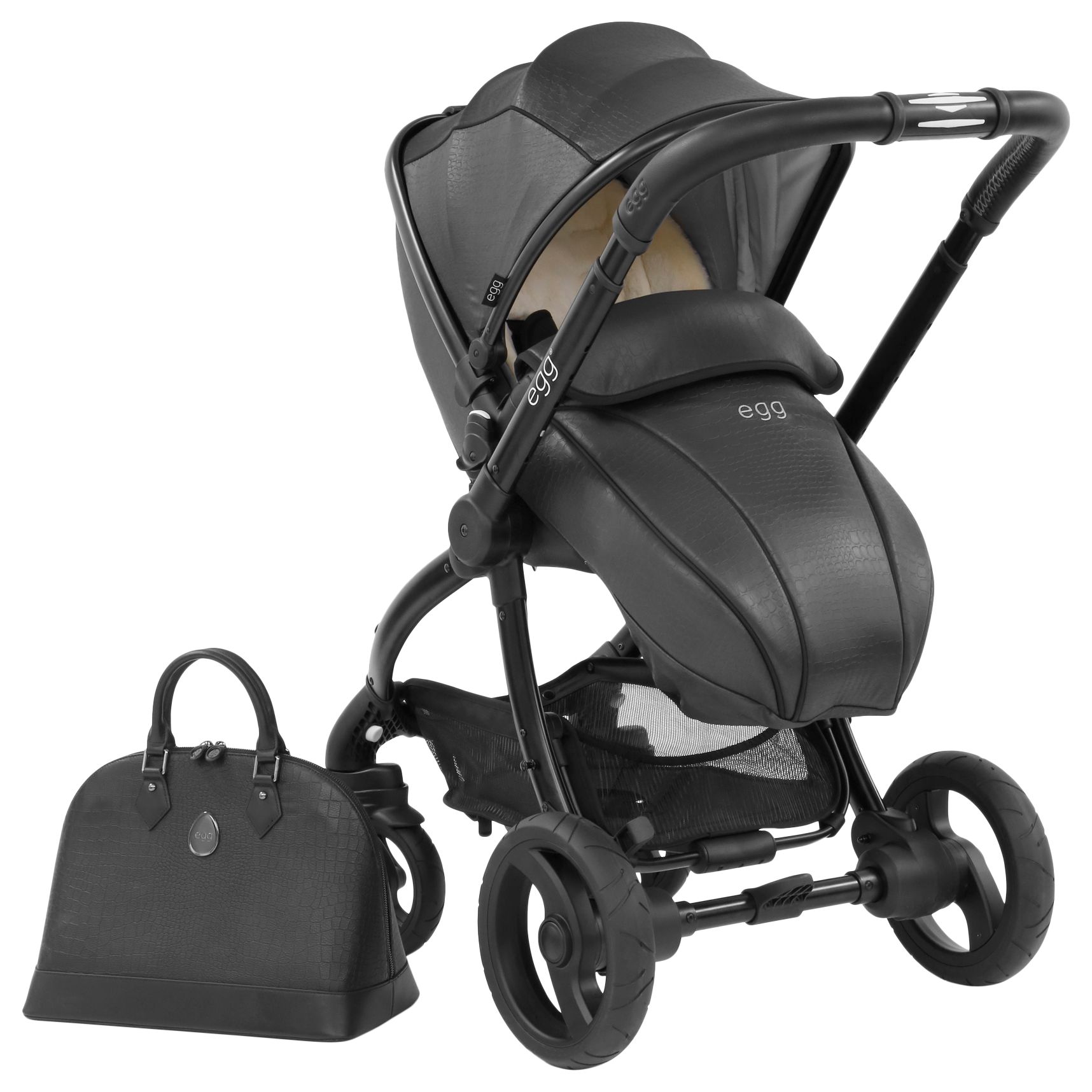 egg Special Edition Stroller Base & Seat Unit with Changing Bag and Fleece Liner, Jurassic Black