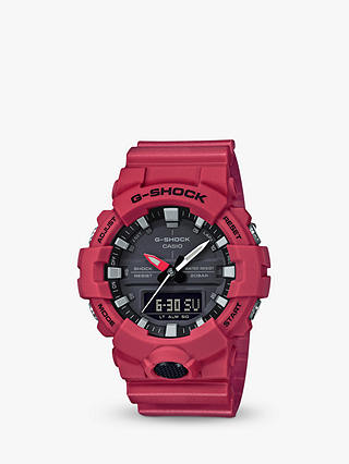 Casio GA-800-4AER Men's G-Shock Resin Strap Watch, Red/Black