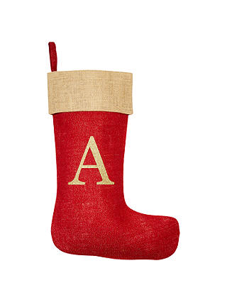 The Handmade Christmas Co. Personalised Christmas Stocking, Glitter Red