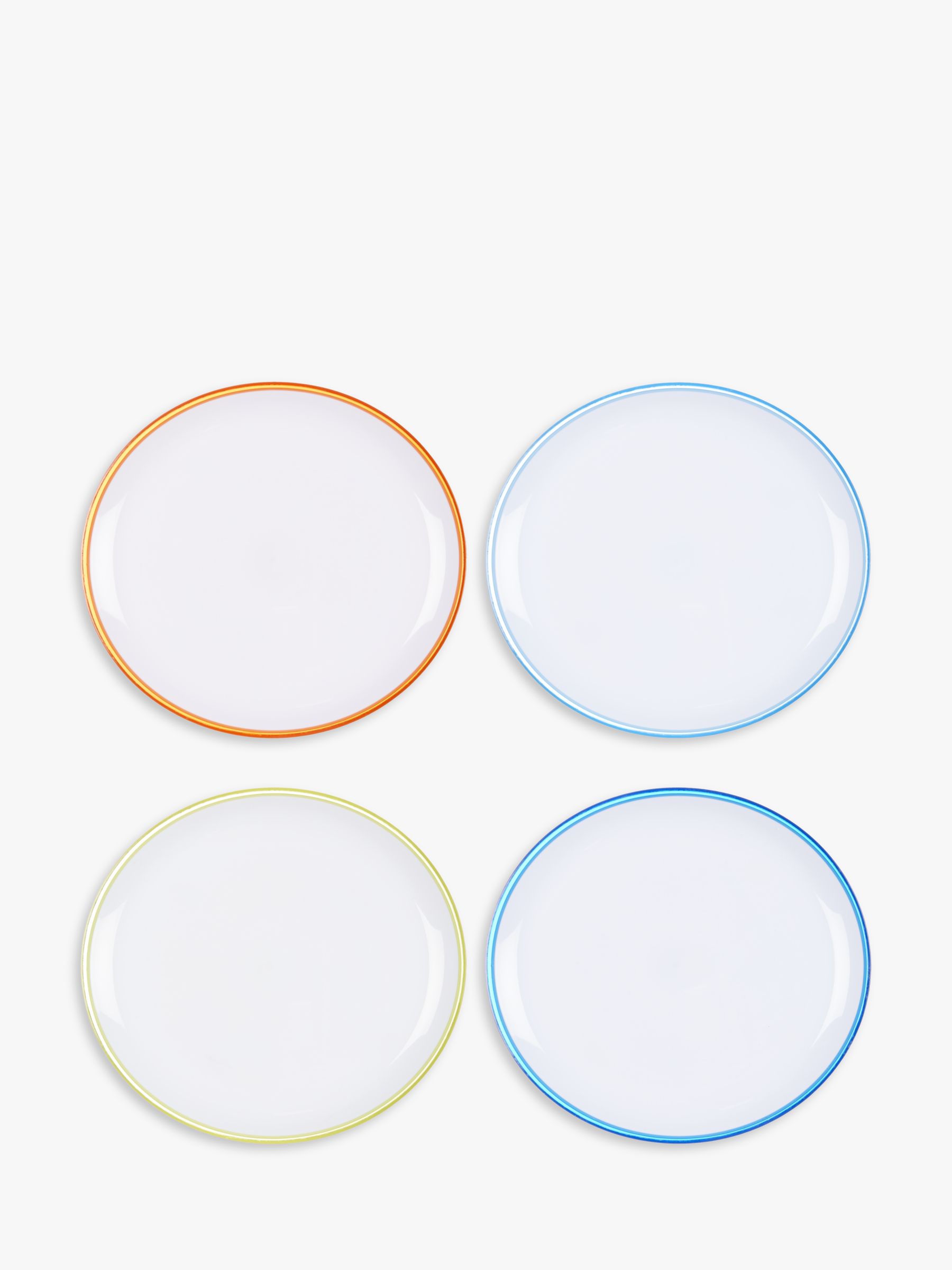 John Lewis & Partners Poolside Waves Plastic Plates, Dia.23.5cm, Assorted, Set of 4