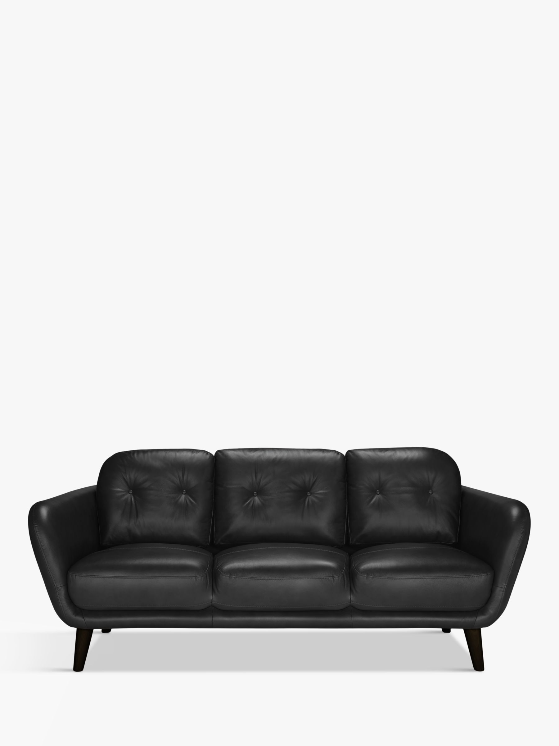 Arlo Range, John Lewis Arlo Leather Large 3 Seater Sofa, Dark Leg, Contempo Black