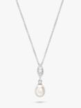Dower & Hall Sterling Silver Marquise and Oval Freshwater Pearl Pendant Necklace