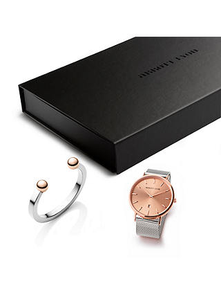 Abbott Lyon AL3507 Women's Stella Date Bracelet Strap Watch and Bangle Gift Set, Silver/Rose Gold
