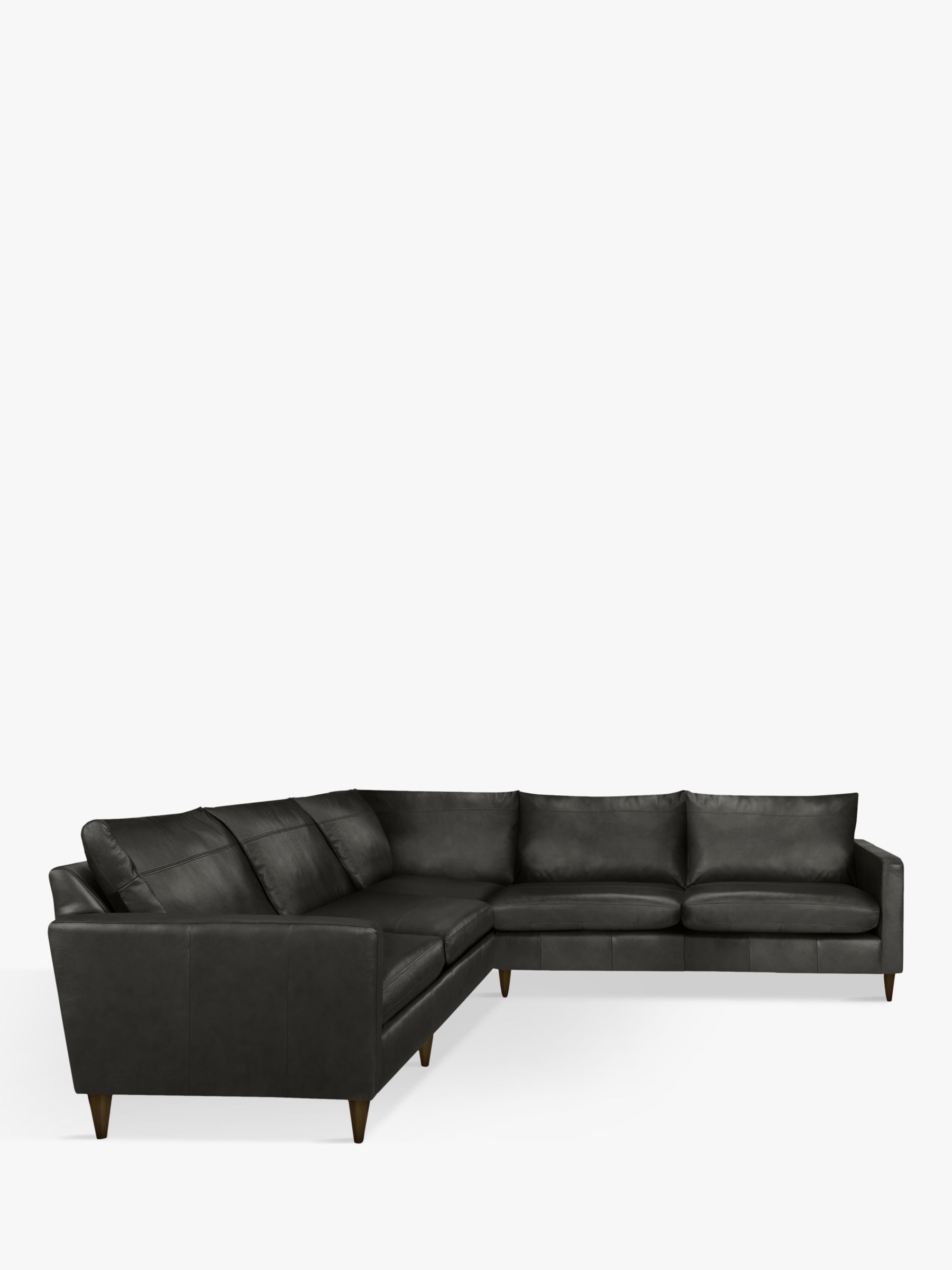 John Lewis Bailey 5+ Seater Leather Corner Sofa, Dark Leg