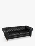 John Lewis Cromwell Chesterfield Grand 4 Seater Leather Sofa, Dark Leg, Contempo Black