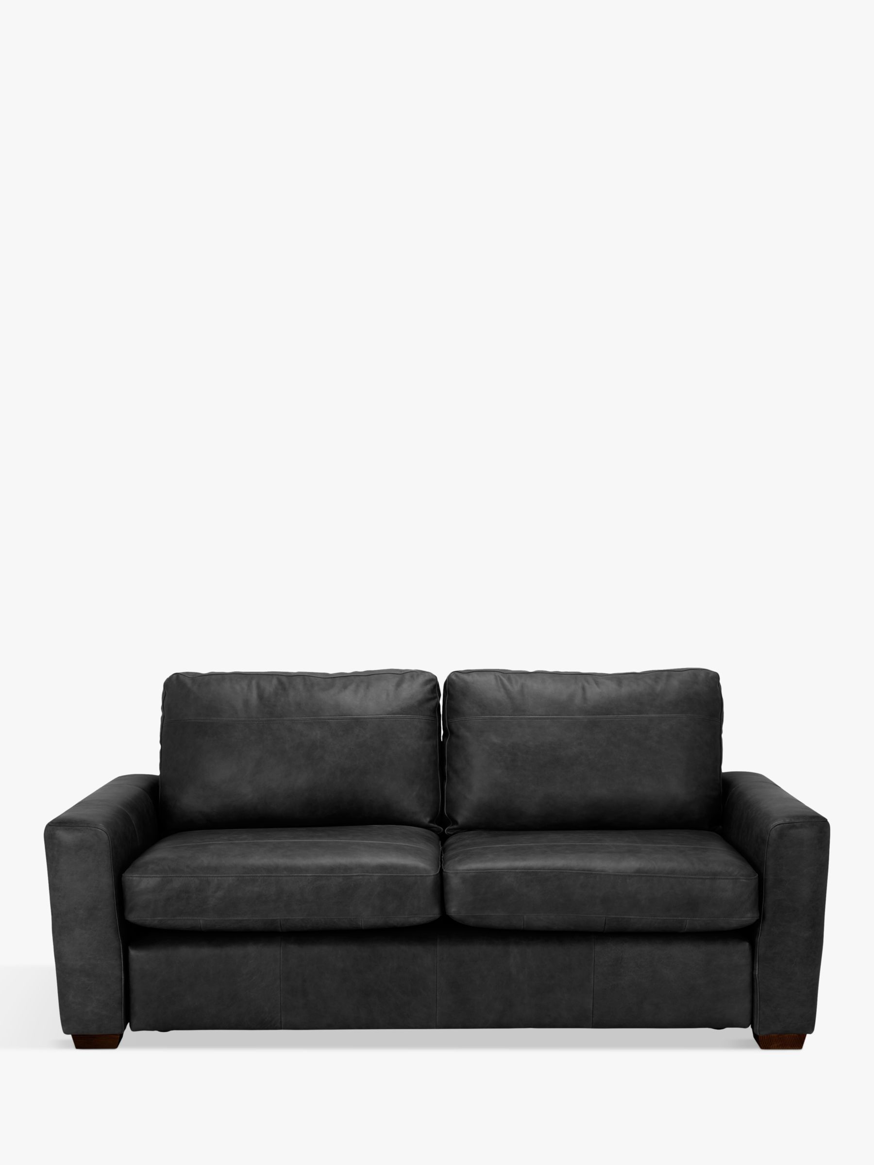 Oliver Range, John Lewis Oliver Large 3 Seater Leather Sofa, Dark Leg, Contempo Black