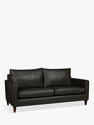 Bailey Range, John Lewis Bailey Large 3 Seater Leather Sofa, Dark Leg, Winchester Anthracite
