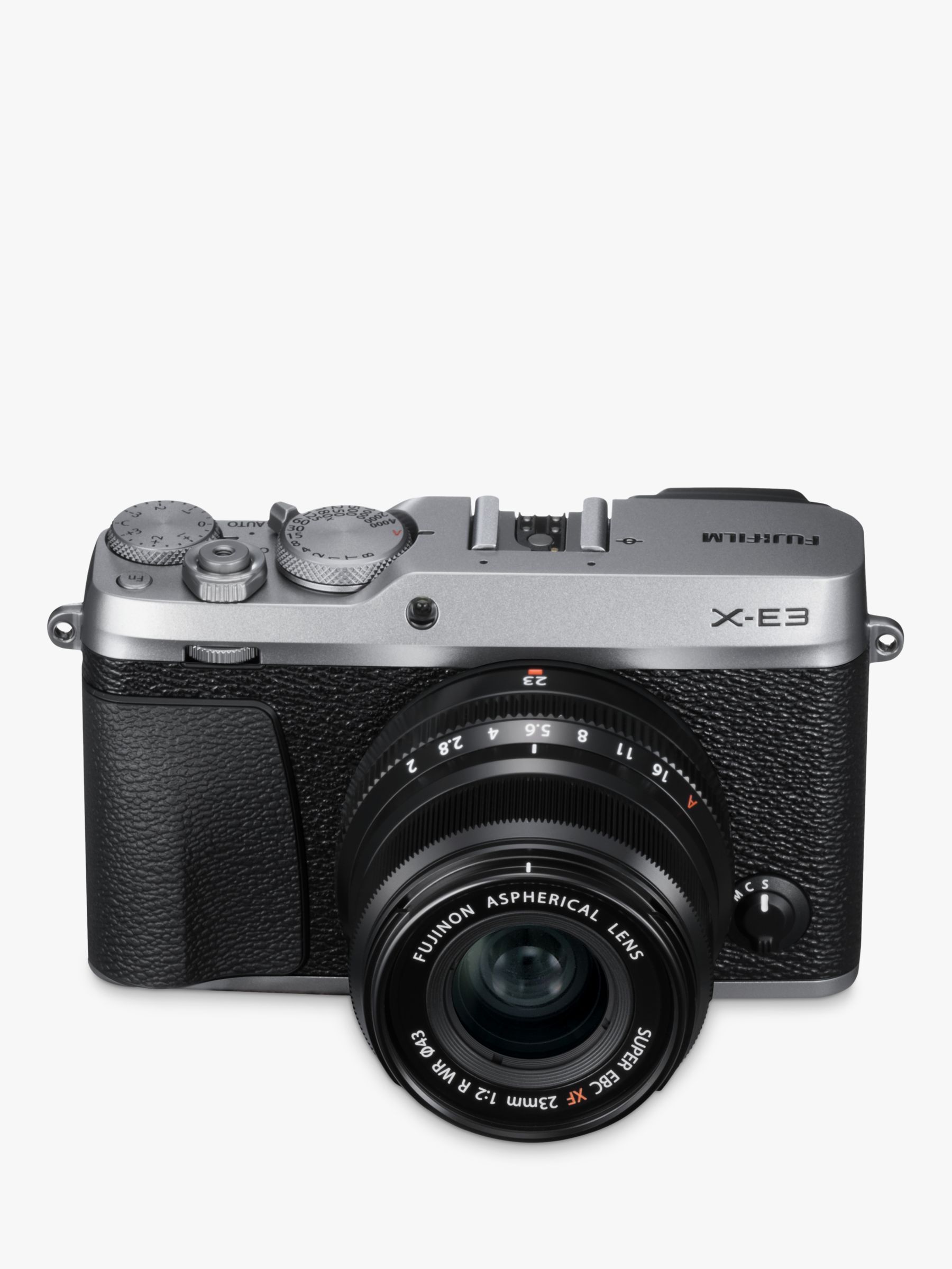 Fujifilm X-E3 Compact System Camera with XF 23mm Lens, 4K Ultra HD, 24.3MP, Wi-Fi, Bluetooth, OLED EVF, 3" LCD Touch Screen, Silver