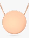 IBB Personalised 9ct Rose Gold Disc Initial Pendant Necklace
