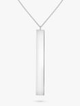 IBB Personalised 9ct Gold Vertical Bar Initial Pendant Necklace, White Gold