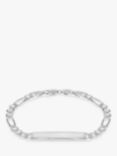 IBB Personalised Sterling Silver ID Figaro Chain Bracelet, Silver