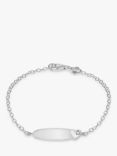 IBB Personalised Sterling Silver Children's ID and Cubic Zirconia Heart Bracelet, Silver