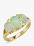 E.W Adams 9ct Yellow Gold Opal and Diamond Cocktail Ring, N
