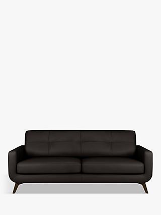 Barbican Range, John Lewis Barbican Large 3 Seater Leather Sofa, Dark Leg, Demetra Charcoal