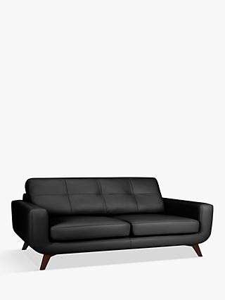 Barbican Range, John Lewis Barbican Grand 4 Seater Leather Sofa, Dark Leg, Contempo Black