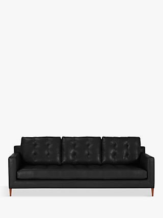Draper Range, John Lewis Draper Leather Grand 4 Seater Sofa, Dark Leg, Contempo Black