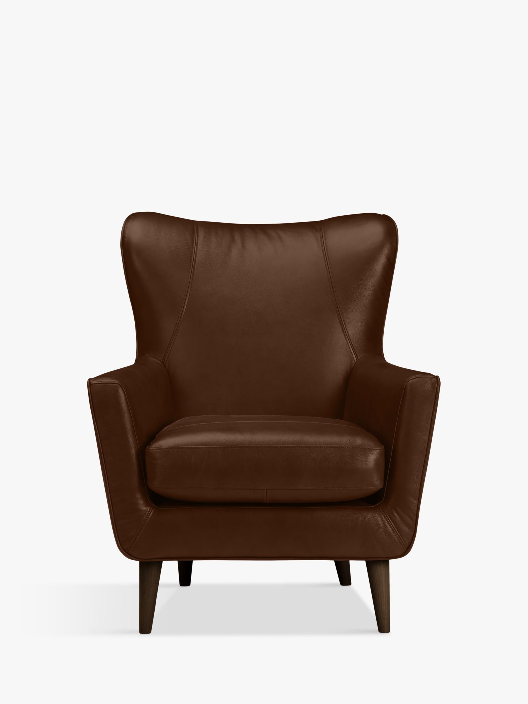 Thomas Range, John Lewis Thomas Leather Wing Chair, Dark Leg, Contempo Castanga