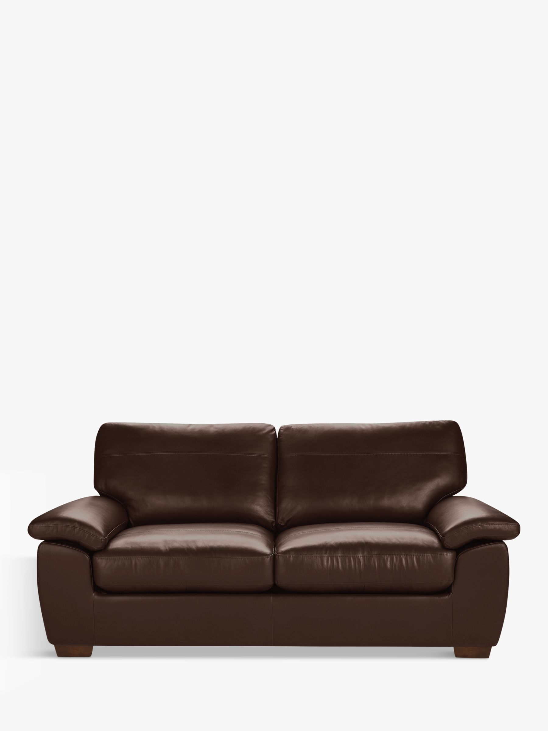 Camden Range, John Lewis Camden Large 3 Seater Leather Sofa, Dark Leg, Nature Brown