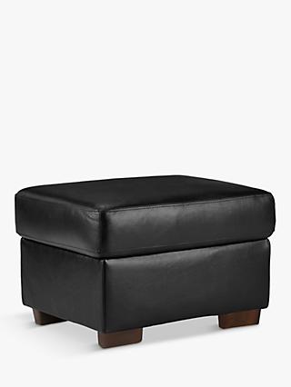 John Lewis Camden Leather Storage Footstool, Dark Leg
