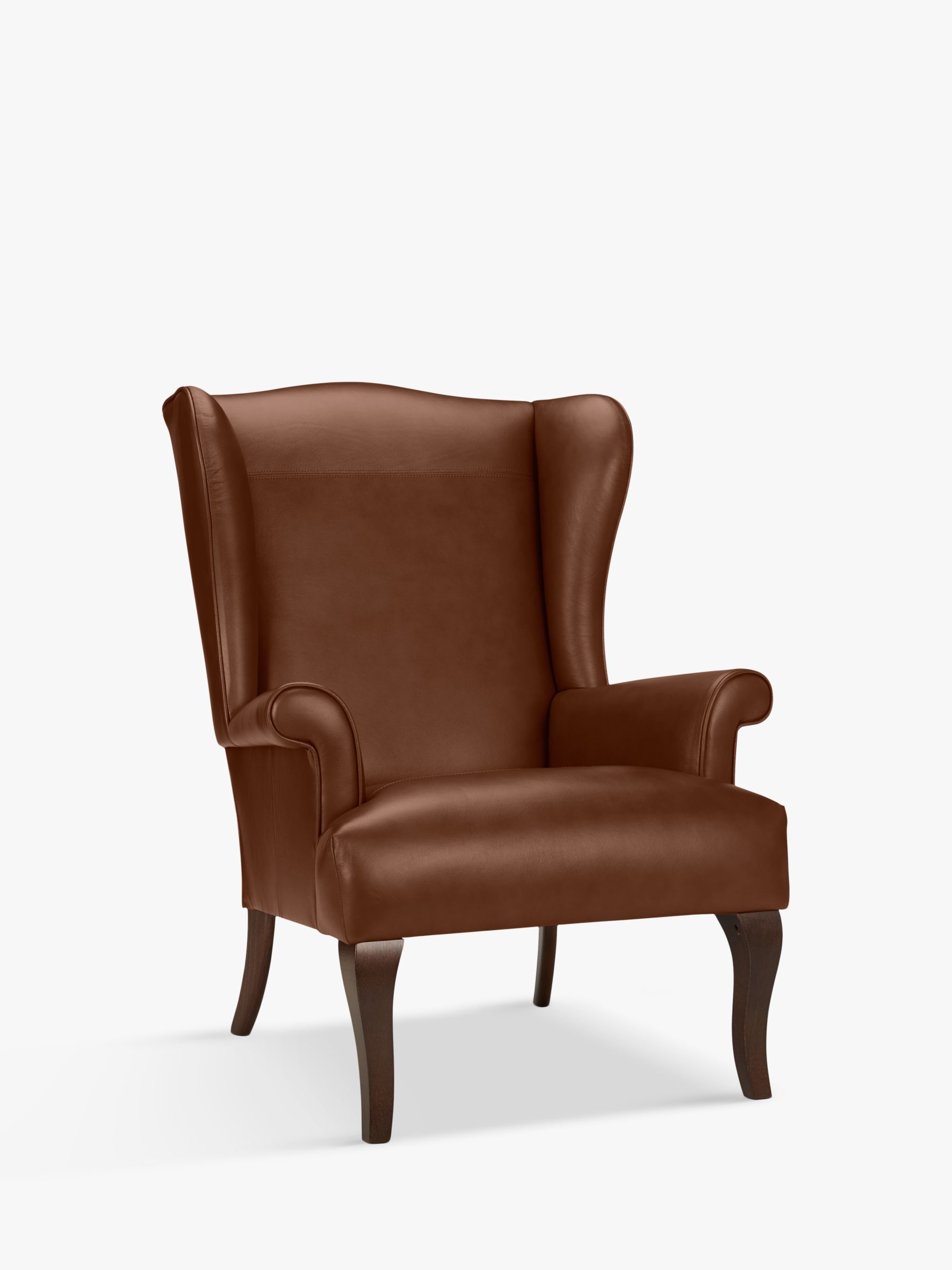 Shaftesbury Range, John Lewis Shaftesbury Leather Wing Chair, Dark Leg, Contempo Castanga