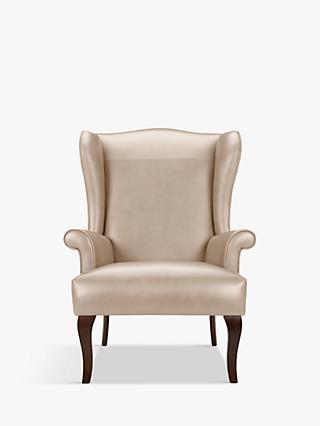 Shaftesbury Range, John Lewis Shaftesbury Leather Wing Chair, Dark Leg, Nature Putty