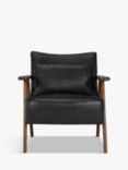 John Lewis Hendricks Leather Armchair, Dark Wood Frame, Contempo Black