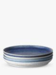 Denby Studio Blue Stoneware Coupe Dinner Plates, 26cm, Set of 4, Chalk/Blue