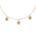 London Road 9ct Rose Gold Round Drop Chain Necklace, Peridot