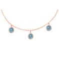 London Road 9ct Rose Gold Round Drop Chain Necklace, Blue Topaz