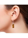 Be-Jewelled Tubular Amber Drop Earrings, Cognac