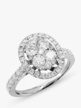 E.W Adams 18ct White Gold Oval Diamond Cluster Ring, N
