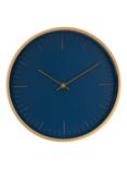 John Lewis Wall Clock, Navy/Brass, 30cm