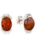 Be-Jewelled Sterling Silver Oblong Cognac Earrings