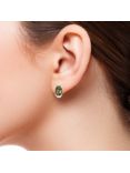 Be-Jewelled Sterling Silver Oblong Cognac Earrings, Green Amber