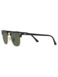Ray-Ban RB3016 Men's Polarised Clubmaster Sunglasses, Black/Green